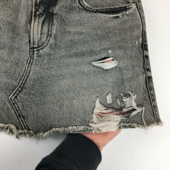 Zara Gray Mid Rise Distressed Mini Skirt Size M 28 - Picture 2 of 7